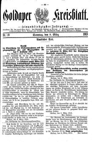Goldaper Kreisblatt on Mar 9, 1913
