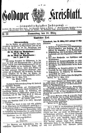 Goldaper Kreisblatt vom 20.03.1913