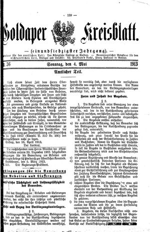 Goldaper Kreisblatt vom 04.05.1913