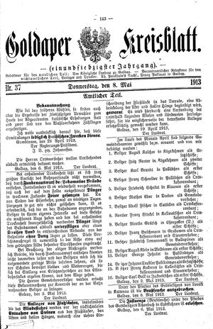 Goldaper Kreisblatt vom 08.05.1913