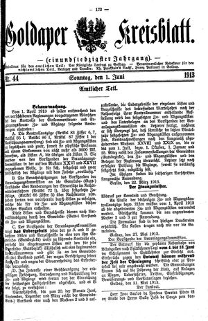 Goldaper Kreisblatt vom 01.06.1913