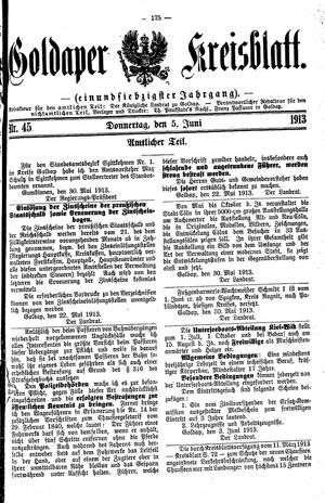 Goldaper Kreisblatt vom 05.06.1913
