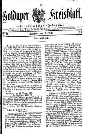Goldaper Kreisblatt vom 08.06.1913