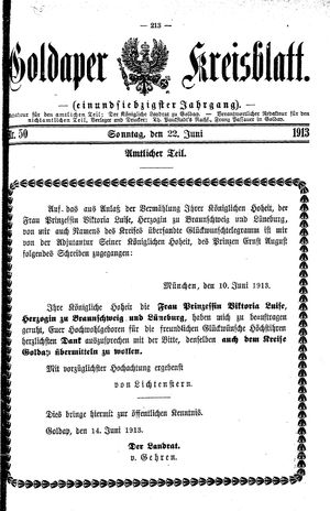 Goldaper Kreisblatt vom 22.06.1913