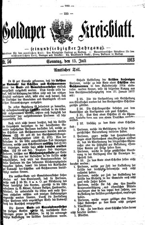 Goldaper Kreisblatt vom 13.07.1913