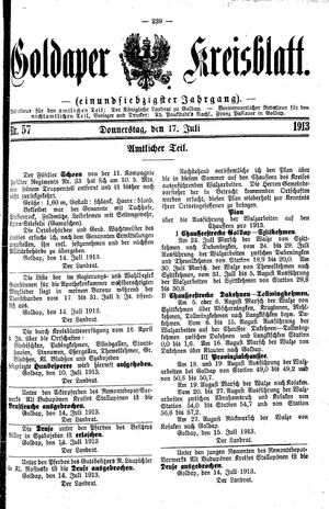 Goldaper Kreisblatt vom 17.07.1913
