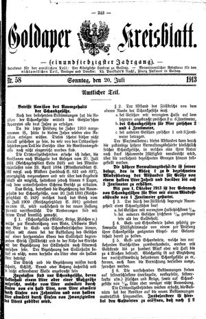 Goldaper Kreisblatt vom 20.07.1913