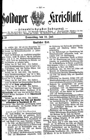 Goldaper Kreisblatt vom 24.07.1913