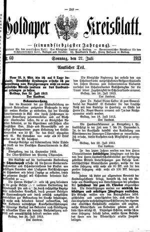 Goldaper Kreisblatt vom 27.07.1913