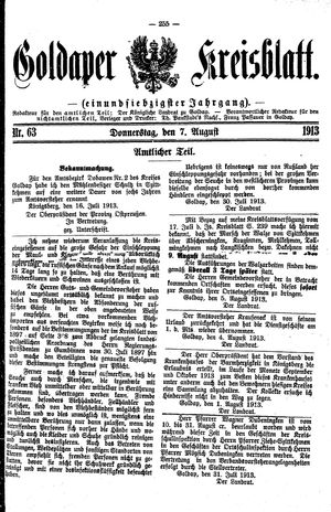 Goldaper Kreisblatt vom 07.08.1913