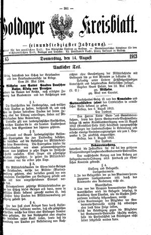Goldaper Kreisblatt vom 14.08.1913