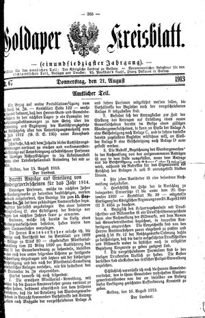 Goldaper Kreisblatt vom 21.08.1913