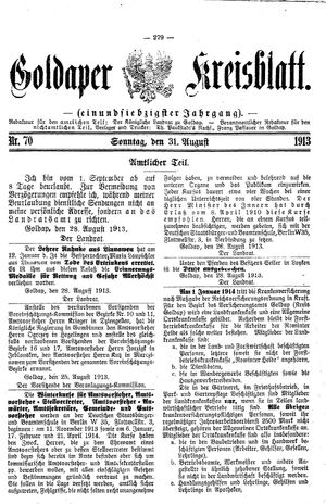 Goldaper Kreisblatt vom 31.08.1913