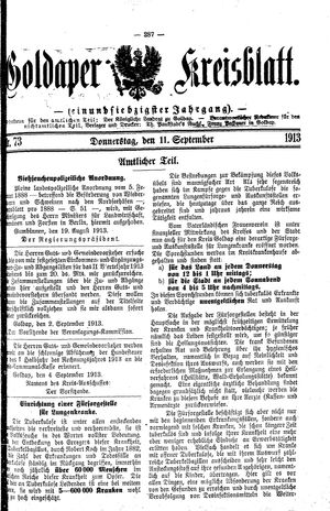 Goldaper Kreisblatt vom 11.09.1913