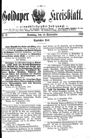 Goldaper Kreisblatt vom 14.09.1913