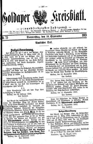 Goldaper Kreisblatt vom 18.09.1913
