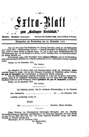 Goldaper Kreisblatt vom 25.09.1913