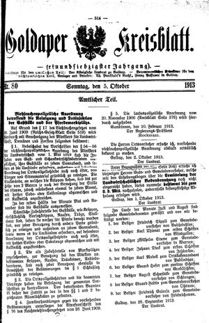 Goldaper Kreisblatt on Oct 5, 1913