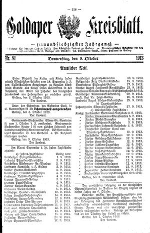 Goldaper Kreisblatt vom 09.10.1913