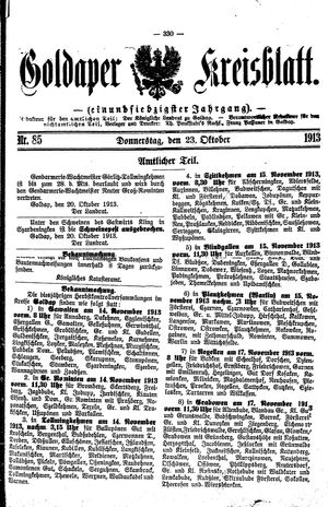Goldaper Kreisblatt vom 23.10.1913