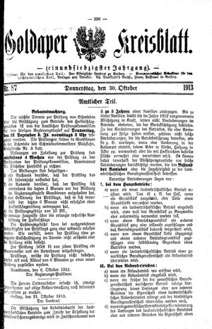 Goldaper Kreisblatt vom 30.10.1913