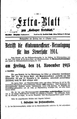 Goldaper Kreisblatt vom 31.10.1913