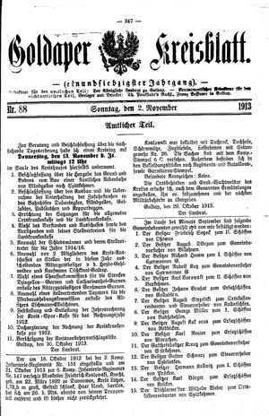 Goldaper Kreisblatt vom 02.11.1913