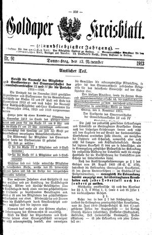 Goldaper Kreisblatt vom 13.11.1913