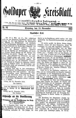Goldaper Kreisblatt on Nov 23, 1913