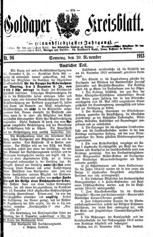 Goldaper Kreisblatt vom 30.11.1913
