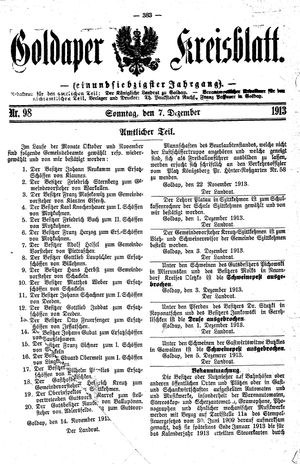 Goldaper Kreisblatt on Dec 7, 1913