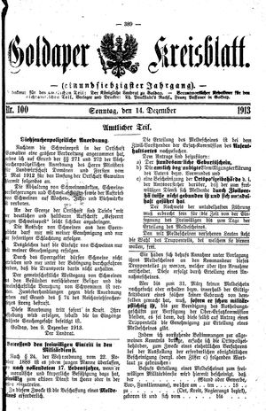 Goldaper Kreisblatt vom 14.12.1913