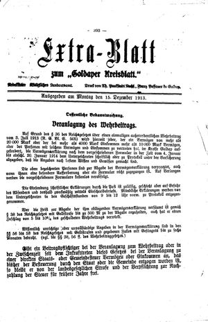Goldaper Kreisblatt vom 15.12.1913