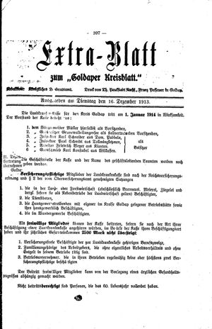 Goldaper Kreisblatt vom 16.12.1913