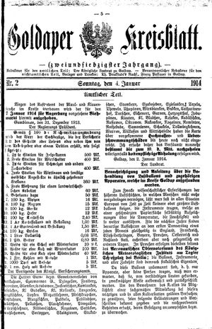 Goldaper Kreisblatt vom 04.01.1914