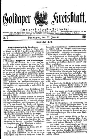 Goldaper Kreisblatt vom 22.01.1914