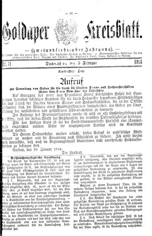 Goldaper Kreisblatt vom 05.02.1914