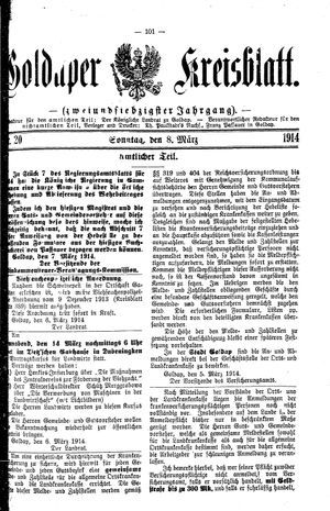 Goldaper Kreisblatt vom 08.03.1914