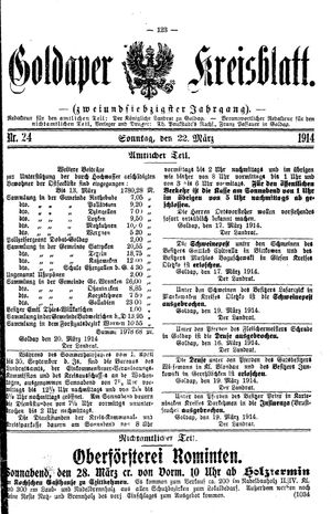 Goldaper Kreisblatt on Mar 22, 1914