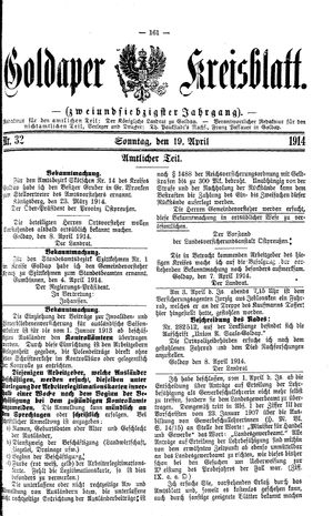Goldaper Kreisblatt vom 19.04.1914