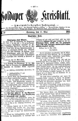 Goldaper Kreisblatt vom 17.05.1914