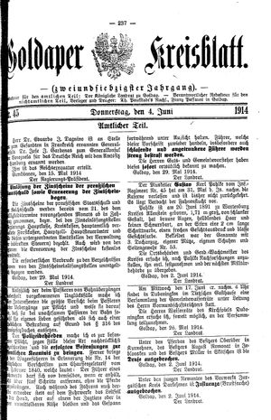 Goldaper Kreisblatt vom 04.06.1914