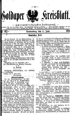 Goldaper Kreisblatt vom 11.06.1914