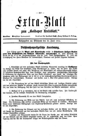 Goldaper Kreisblatt vom 24.06.1914