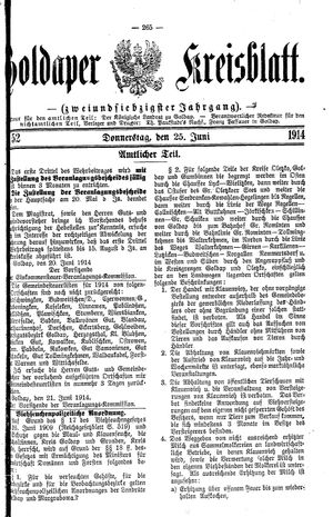 Goldaper Kreisblatt vom 25.06.1914