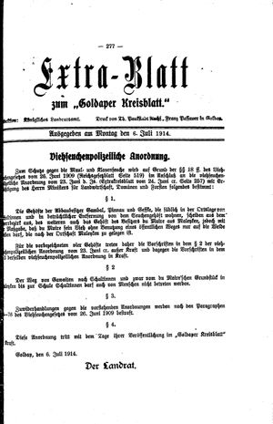 Goldaper Kreisblatt vom 06.07.1914