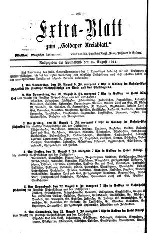 Goldaper Kreisblatt vom 15.08.1914