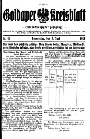 Goldaper Kreisblatt vom 08.06.1916