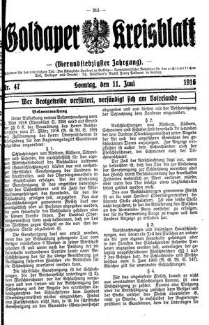 Goldaper Kreisblatt vom 11.06.1916