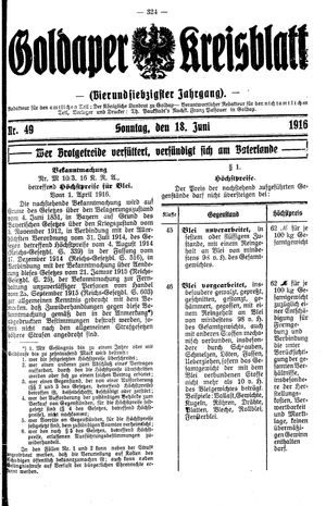 Goldaper Kreisblatt vom 18.06.1916